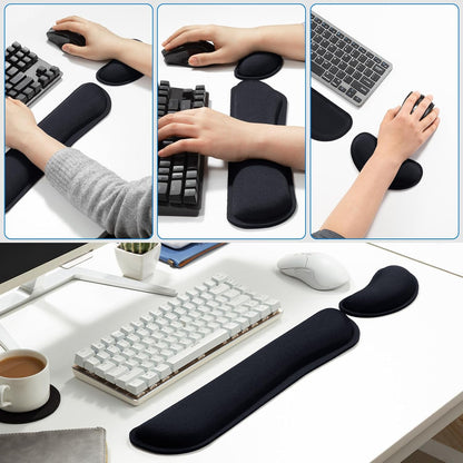 Leolee Elbow Rest Pads for Desk, Black Ergonomic Arm Rest Pads with Memory Foam & Non-Slip Base, Armrest Cushion Support Pad Relieve Elbow and Wrist Pain for Computer, Office, 2 Packs