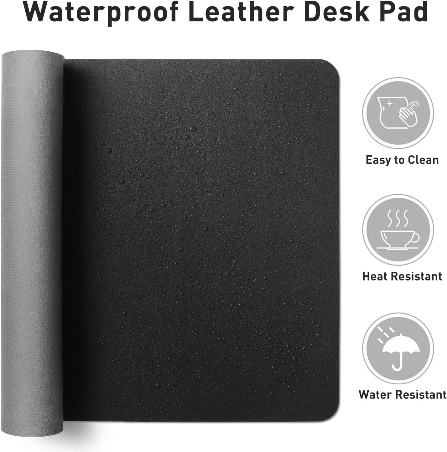 Aothia Leather Desk Pad Protector, Mouse Pad, Office Desk Mat, Non-Slip PU Leather Desk Blotter, Laptop Desk Pad, Waterproof Desk Writing Pad for Office and Home (Black,36" x 17") - Colors A