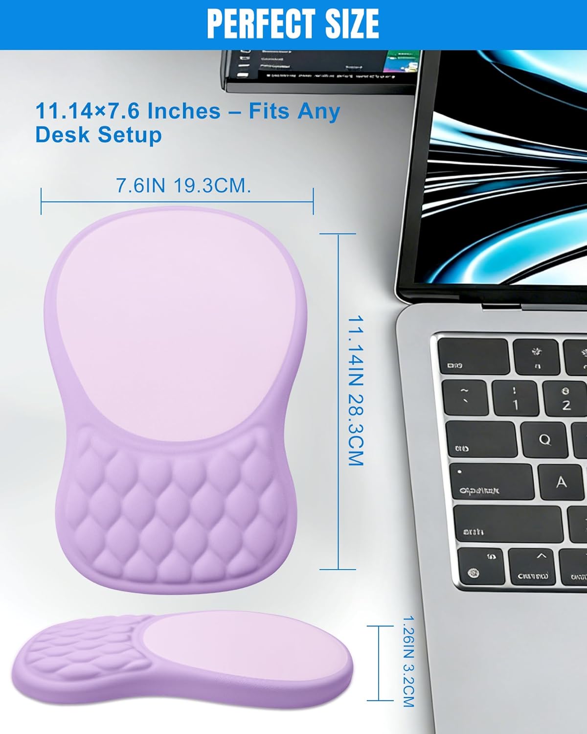 Ergonomic Mouse Pad with Wrist Rest, Slope Design Memory Foam Support, Smooth Lycra Surface, Non-Slip PU Base, Comfortable Mouse Mat for Office, Home, Computer Desk (Black)