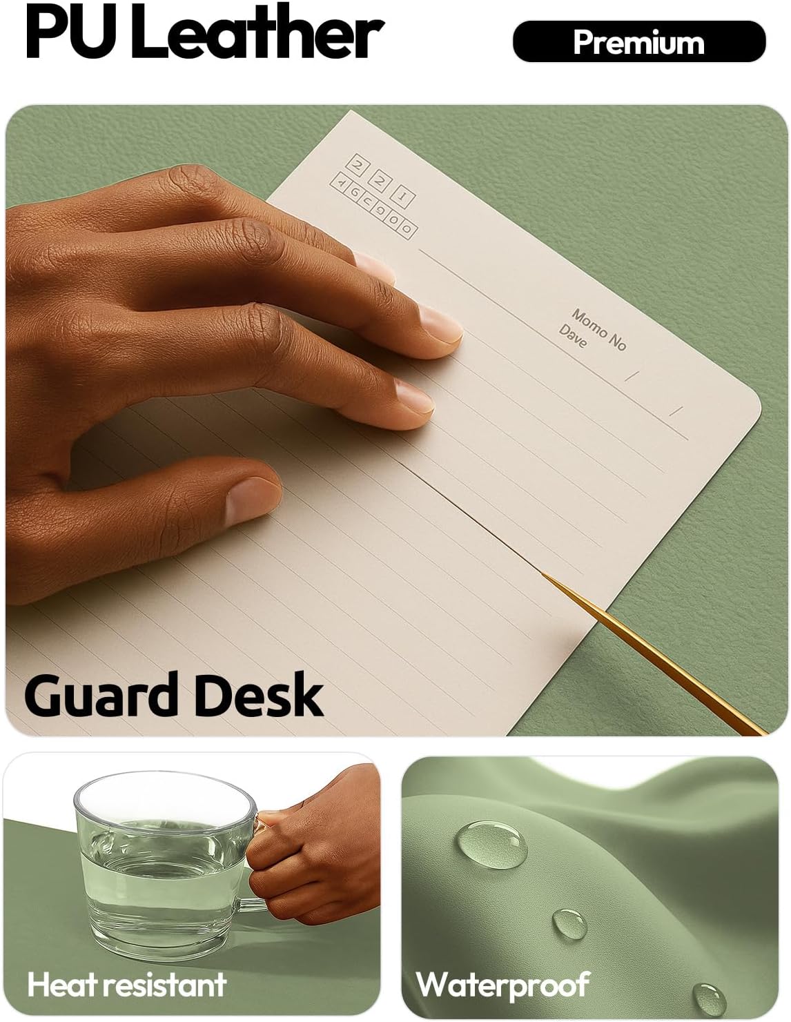 YSAGi Leather Desk Pad Protector, Large Mouse Pad, Non-Slip PU Leather Desk Blotter, Waterproof Writing Pad for Office and Home (31.5" x 15.8", Eggshell) - Colors A