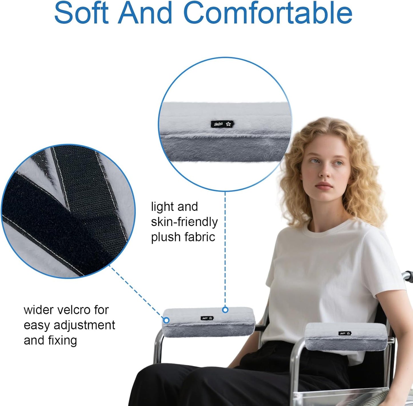 SPRING SEAON Wheelchair Armrest Covers 2 Pack Soft Memory Foam Wheelchair armrest Pads Wicking Washable for Office Transport Chair (Black)