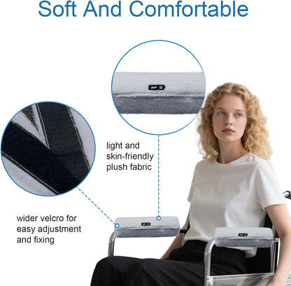 SPRING SEAON Wheelchair Armrest Covers 2 Pack Soft Memory Foam Wheelchair armrest Pads Wicking Washable for Office Transport Chair (Black)