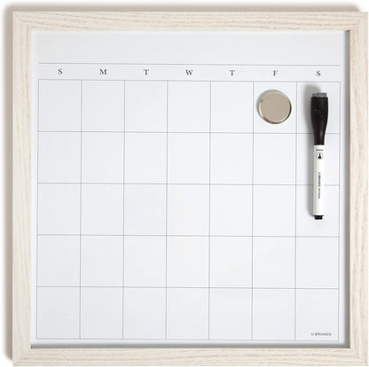 U Brands Rustic Weekly Dry Erase Board with White Wooden Frame, Office Supplies, 14” x 14”