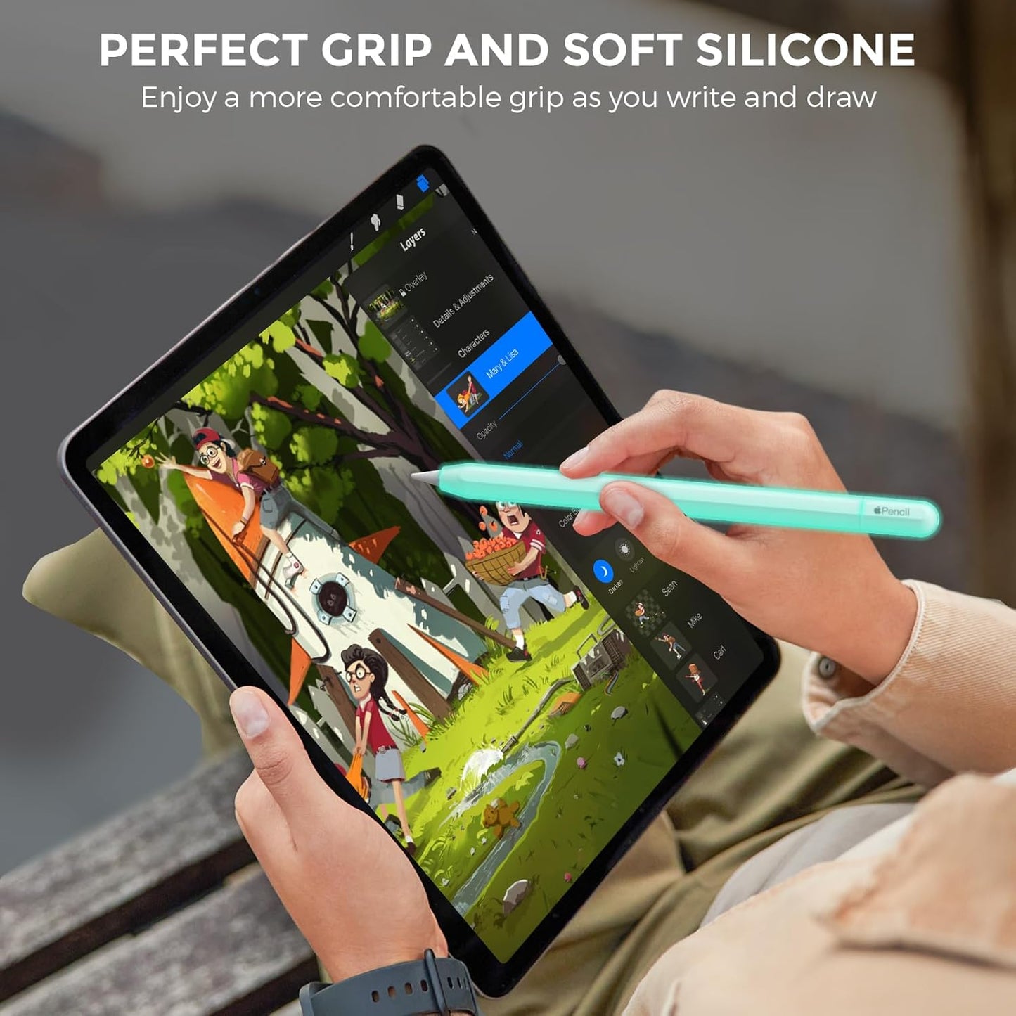 AhaStyle Silicone Case for Apple Pencil (USB-C) 2023 Ultra Thin Proteative Cover Skin Apple Pencil Sleeve Anti-Slip Grip Compatible with Apple Pencil USB C (Lavender)