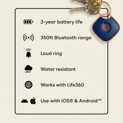 Life360 Tile - Bluetooth Tracker, Keys Finder and Item Locator for Keys, Bags and More. Phone Finder. Both iOS and Android Compatible. 2-Pack (Black/White)