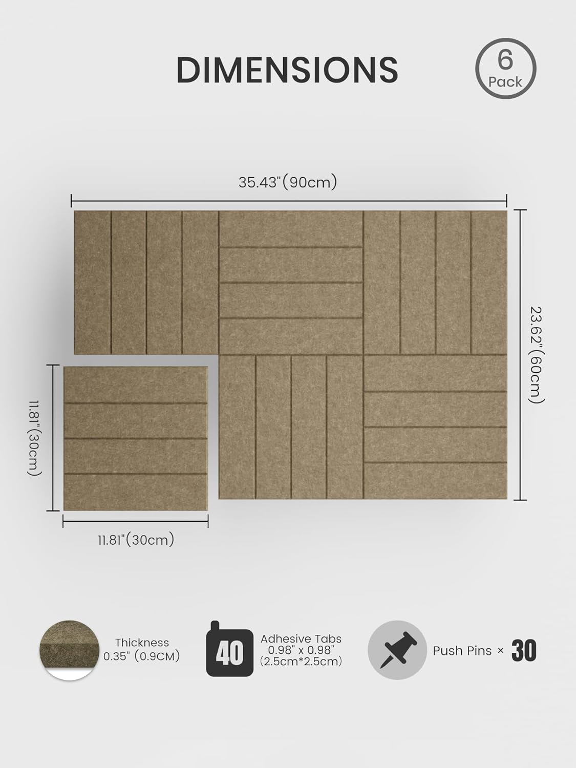 Bumusty Large Cork Board Alternative-48 x 36" Felt Bulletin Board Tiles, with 30 Pushpins, 70 Adhesive Tabs, Bold-Stripe 12-Pack, Cork Boards for Office Push Pin Board Felt Board-Carbon Blue