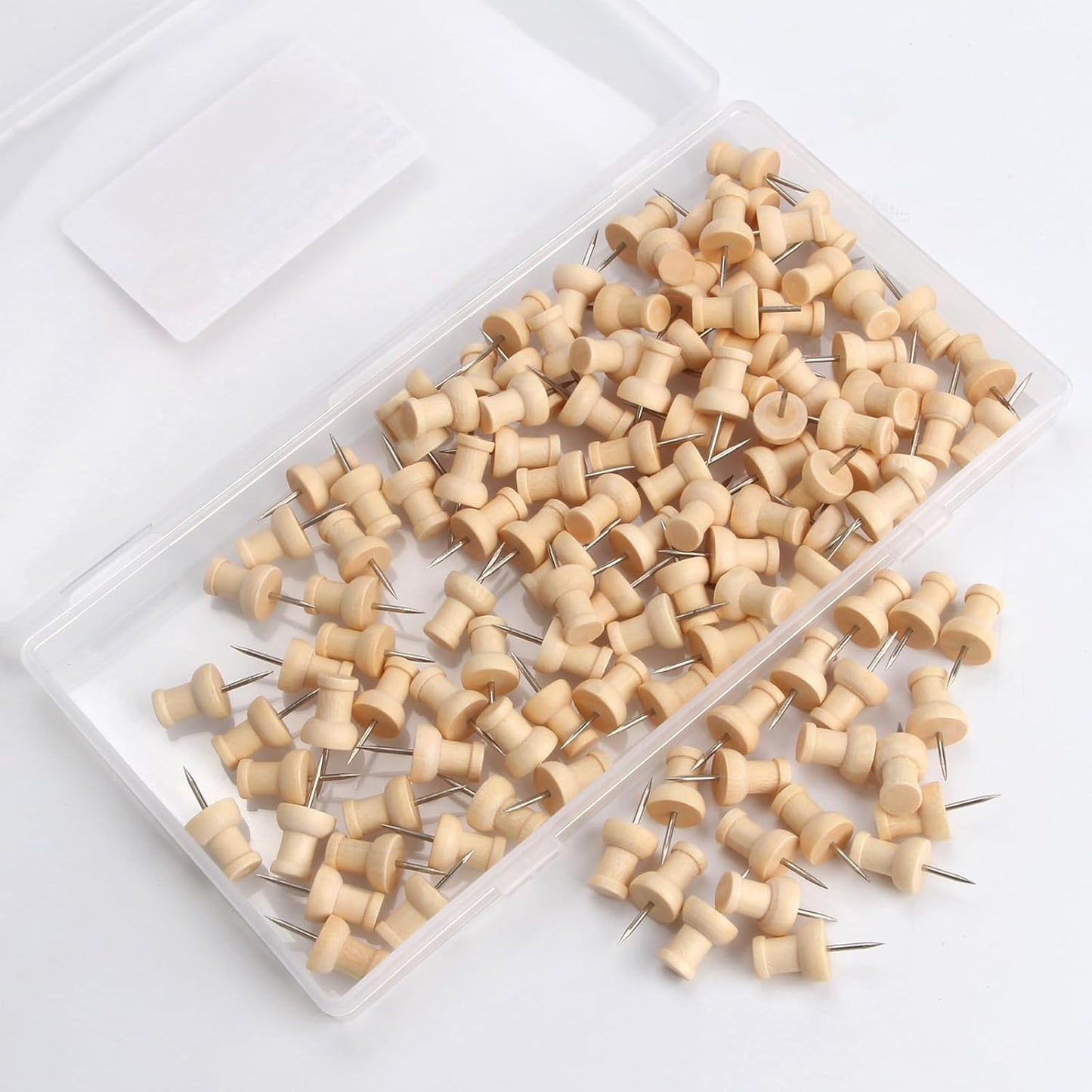 Wood Push Pins 120 Pcs,Decorative Wooden Thumb Tacks for Corkboard and Bulletin Board (120 pcs Map Tacks)