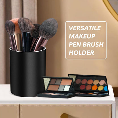RQB Metal Pen Holder for Desk Square Aluminum Desktop Organizer and Makeup Brush Holder Storage Box for Office, School, Home, and Kids, Non-slip silicone 4×3.15inch-Gray