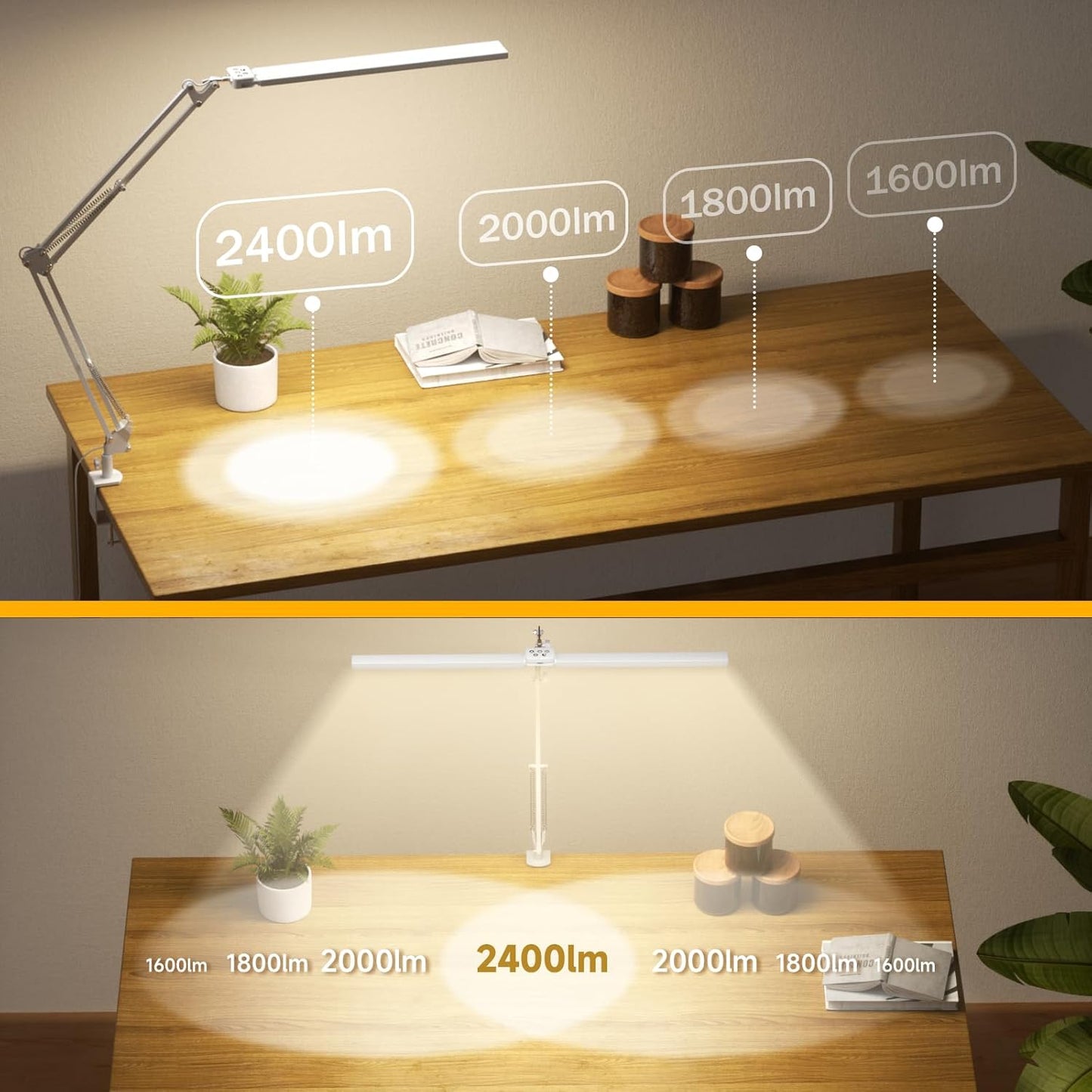 SKYLEO Led Desk Lamp for Home Office - 2400LM Ultra Bright Desk Light -Eye Caring Desk Lamp with Clamp - Adjustable Office Lamp with Remote Control- Easy Installation - 24W Black