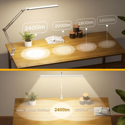 SKYLEO Led Desk Lamp for Home Office - 2400LM Ultra Bright Desk Light -Eye Caring Desk Lamp with Clamp - Adjustable Office Lamp with Remote Control- Easy Installation - 24W Black