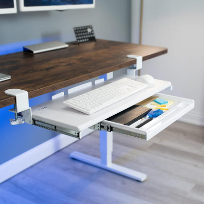 VIVO Large Keyboard Tray Under Desk Pull Out Platform with Pencil Drawer, Extra Sturdy C Clamp Mount, 27 (33 Including Clamps) x 11 inch Slide-Out Tray with Storage Drawer, Black, MOUNT-KB05-4D