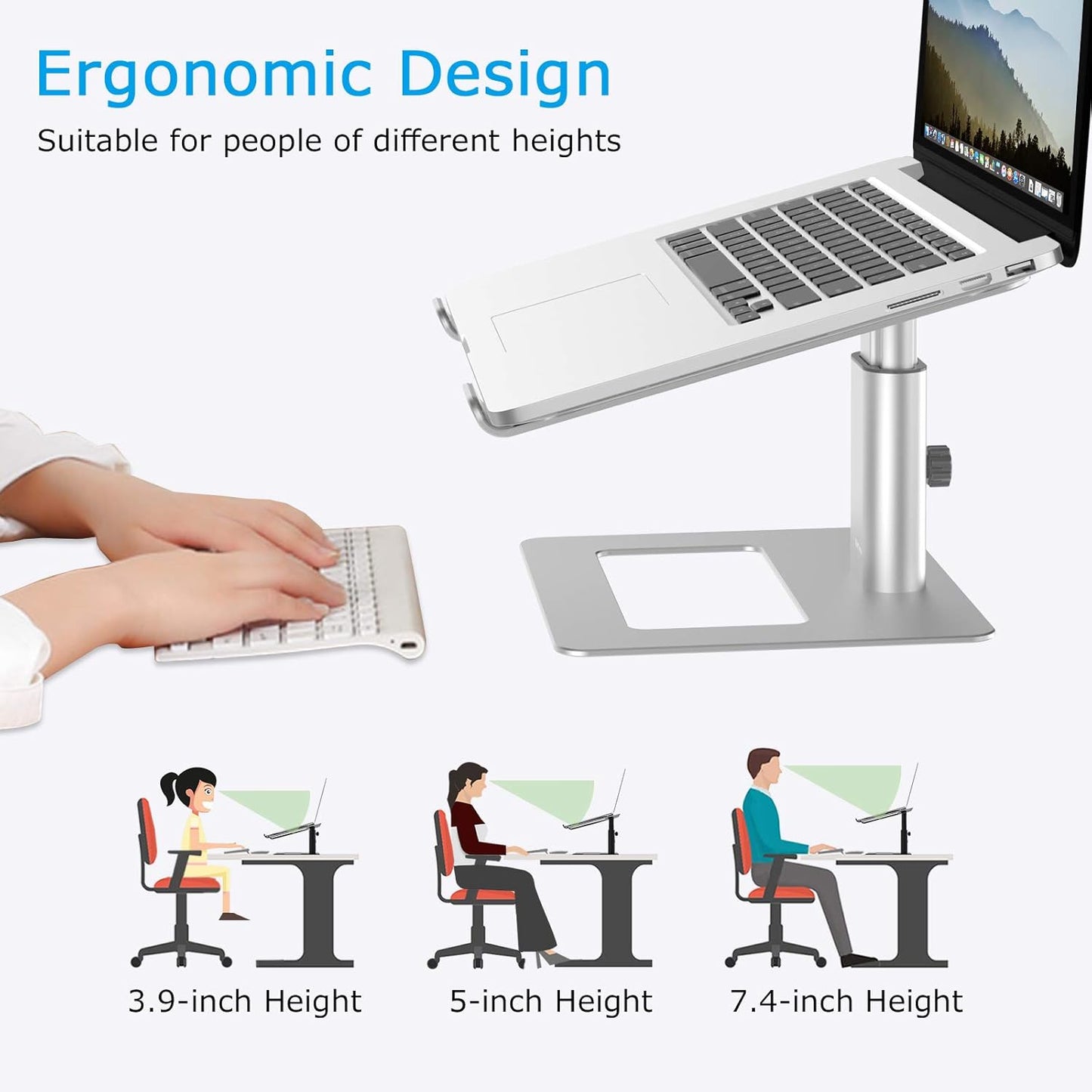 BoYata Laptop Stand, Ergonomic Aluminum Height Adjustable Computer Stand Laptop Holder for Desk, Compatible with MacBook Pro/Air, Dell, Lenovo, HP, Samsung, More Laptops 11-17"