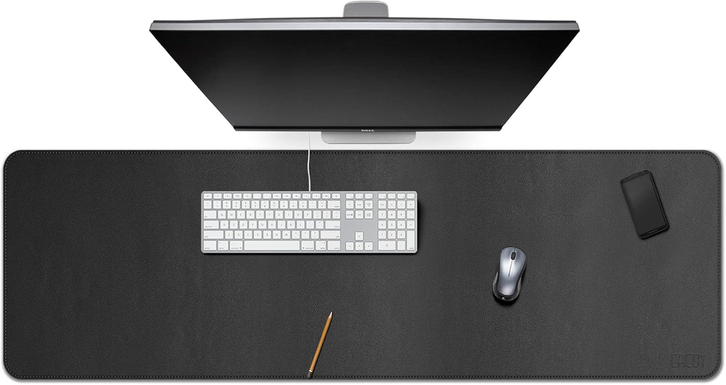 Cacoy 36" x 20" Leather Desk Mat for Home Office, Extra Large PU Leather Desk Pad Blotters, Waterproof Computer Keyboard Mat, Extended Gaming Mouse Pad, Desk Protector for Desktop and PC Laptop, Black
