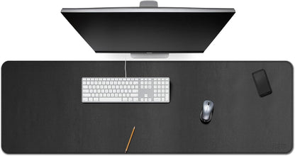 Cacoy 36" x 20" Leather Desk Mat for Home Office, Extra Large PU Leather Desk Pad Blotters, Waterproof Computer Keyboard Mat, Extended Gaming Mouse Pad, Desk Protector for Desktop and PC Laptop, Black
