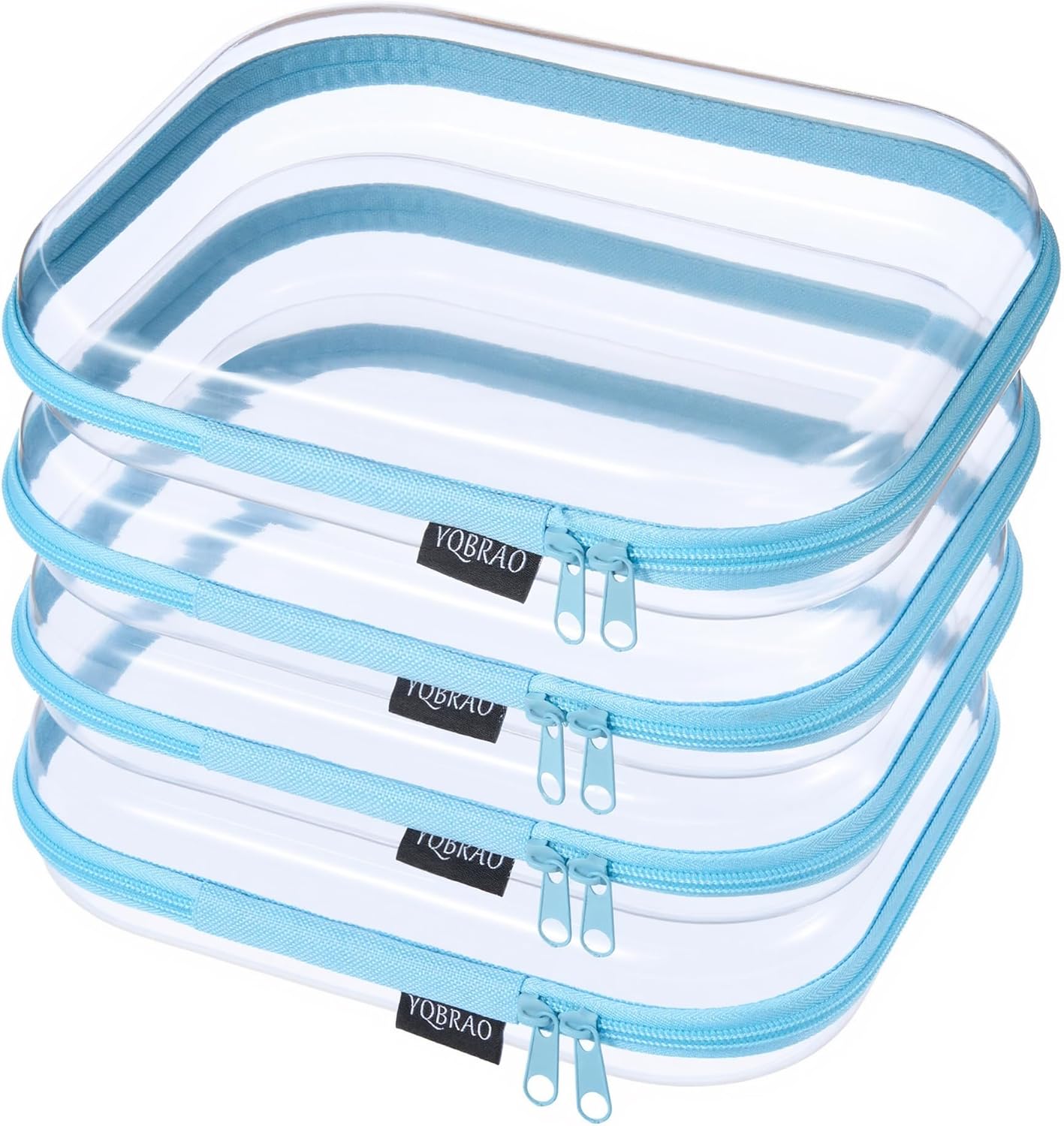 YQBRAO 6 Pack Clear Hard Shell Zipper Case, 1.2mm Heavy Duty Crush-Proof Diaper Bag Organizer Pouches, TSA Approved Travel Makeup Bag for Toiletries & Electronics, (2L, 2M, 2S) Multi-Size Storage Set