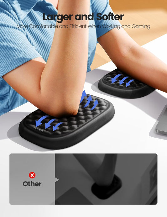 Vaydeer 2Pcs Elbow Rest Pad, L-Shaped Arm Rest Elbow Pad, Desk Edge Cushion, Ergonomic Memory Foam Wrist Rest Support Keyboard Mouse Padding for Palm Hand Office Computer Home Gaming Accessories-Black