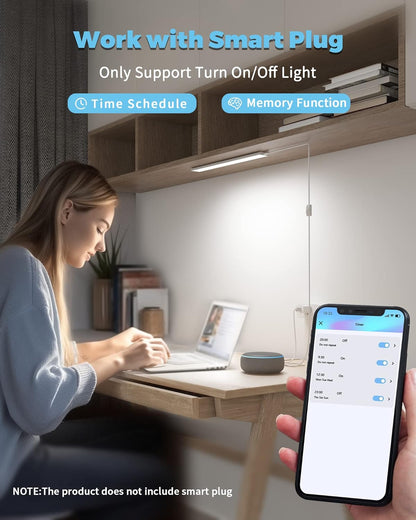 ASOKO Under Cabinet Led Lighting, 12 Inch Light Strip Bar, Daylight White 5000K Dimmable Plug in USB Light, Small Thin Led Under Counter Lighting for Kitchen/Room/Shelf/Desk/Display Case