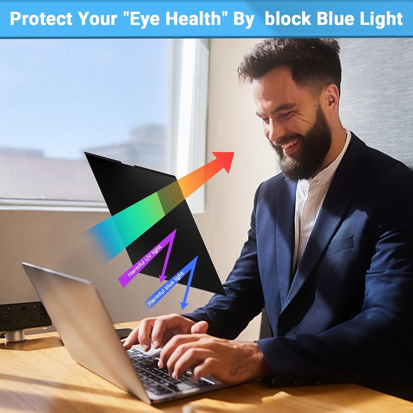 PYS Magnetic Laptop Privacy Screen Filter 15.6 Inch 16:9 - Detachable Computer Screen Privacy Shield, Anti-Glare Blue Light, Removable 15.6" Screen Protector for Lenovo, HP, Dell, Acer, ASUS