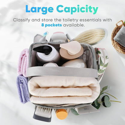 EUDELE Mesh Shower Caddy Portable for College Dorm Room Essentials, Shower Caddy Dorm with 8-Pocket Large Capacity for Beach, Swimming, Gym, Travel essentials