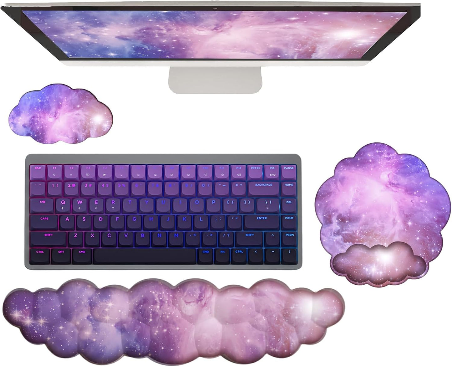 Cloud Keyboard Wrist Rest Dark Green Mouse Pad with Wrist Rest Ergonomic Wrist Pad Memory Foam Non-Slip Wrist Support for Computer Laptop Gaming Home Office Relief Typing Pain Green
