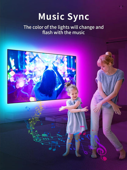 KANTUTOE LED Lights for TV, 16.4ft TV LED Backlight for 45-75 Inch TVs, RGB TV Backlight Behind with Music Sync, Smart APP and Button Control Strip Lights USB Powered for Bedroom/Gaming