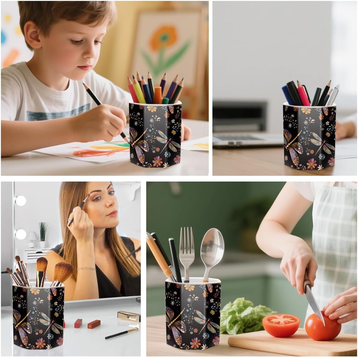 Pen Holder, Pencil Holder for Desk, Marble Desk Organizer Cute, Durable Ceramic Pencil Cup, Decorative Makeup Brush Holder Cup, Stationery Holder for Office, Home, Gray Marble
