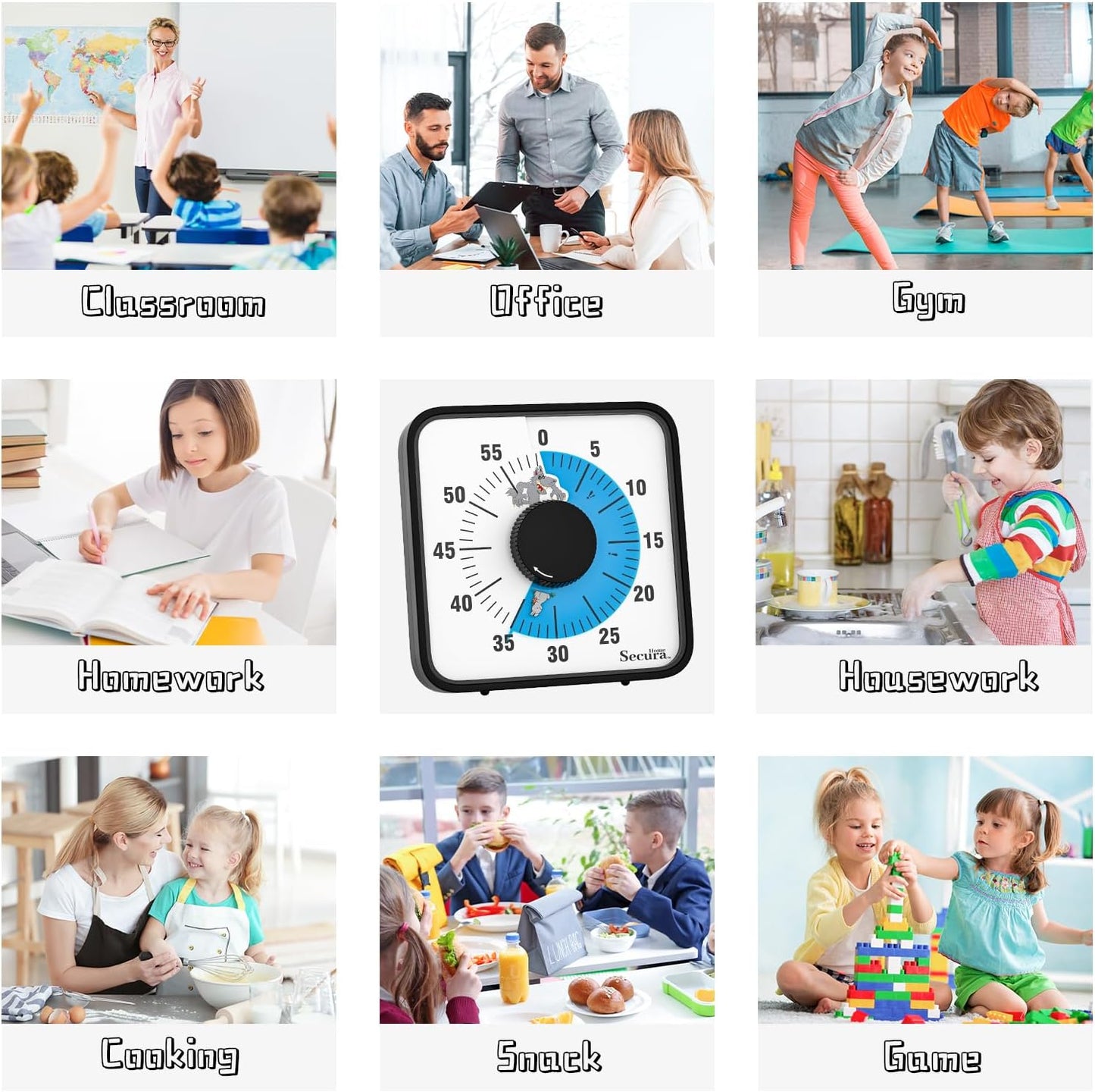 Secura Home 60-Minute Visual Timer, 7.5 Inch Oversize Countdown Timer Clock for Kids and Adults, Durable Mechanical Time Management Tool with Magnetic Backing （Dark Green）