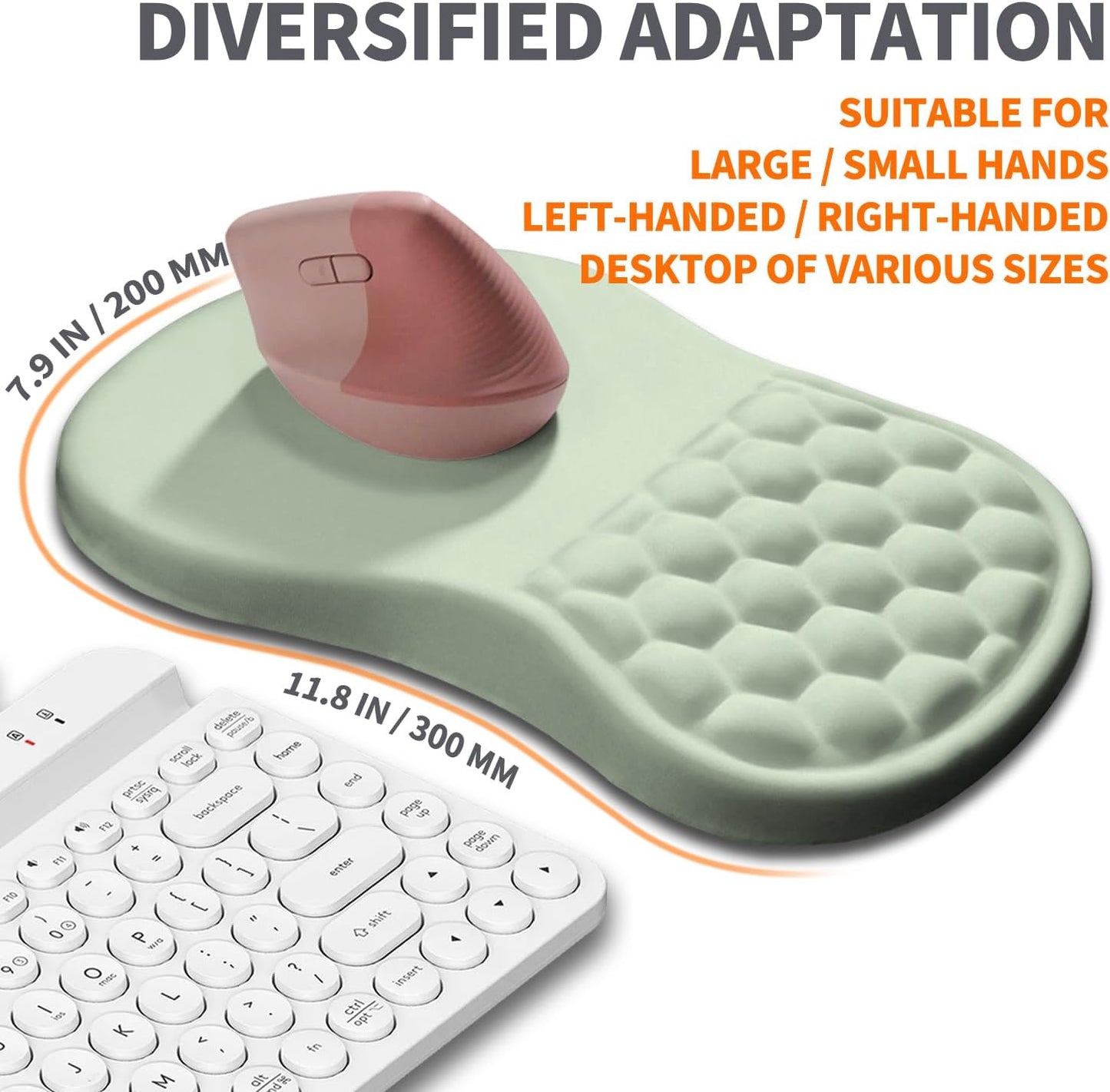 Ergonomic Joint Wrist Support Mouse Pad with Memory Foam Cushion Massage Bump, Carpal Tunnel Pain Relief Mousepad Slope Design for Wrist Rest, 11.8x7.9 in, Black