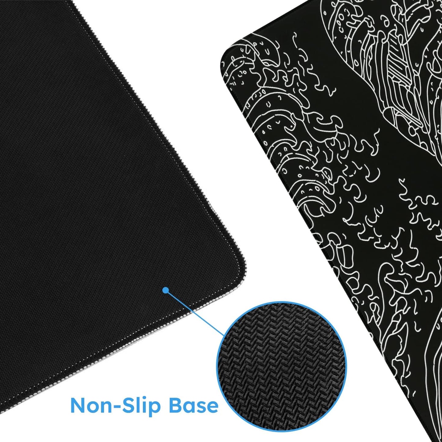 iCasso Desk Cover Mat, Office Mouse Pad, Desk Protector Mat, Extra Large Matt for Desktop,Anti-Slip XXL Big Mousepad with Stitched Edges for Computer Keyboard Retro Black - Colors B
