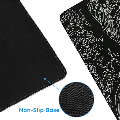 iCasso Desk Cover Mat, Office Mouse Pad, Desk Protector Mat, Extra Large Matt for Desktop,Anti-Slip XXL Big Mousepad with Stitched Edges for Computer Keyboard Retro Black - Colors B