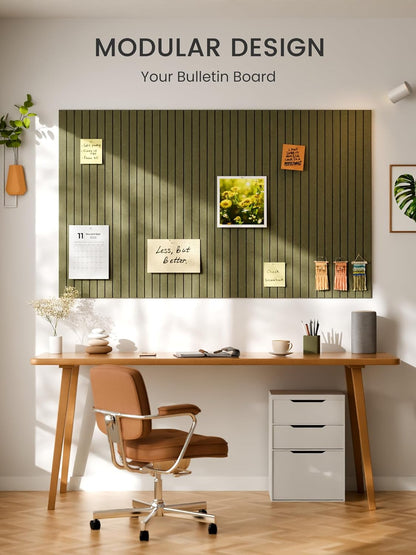 Bumusty Large Cork Board Alternative-48 x 36" Felt Bulletin Board Tiles, with 30 Pushpins, 70 Adhesive Tabs, Fine-Stripe 12-Pack, Cork Boards for Office Push Pin Board Felt Board-Oatmeal