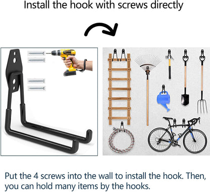 Heavy Duty Magnetic Hooks, Super Strong Garage Magnet Hooks, Magnetic Cable/Tool Holder with Anti-Slip Coating for Horse Trailer, Indoor & Outdoor Hanging Strong Black Magnetic Hook(4Pack)