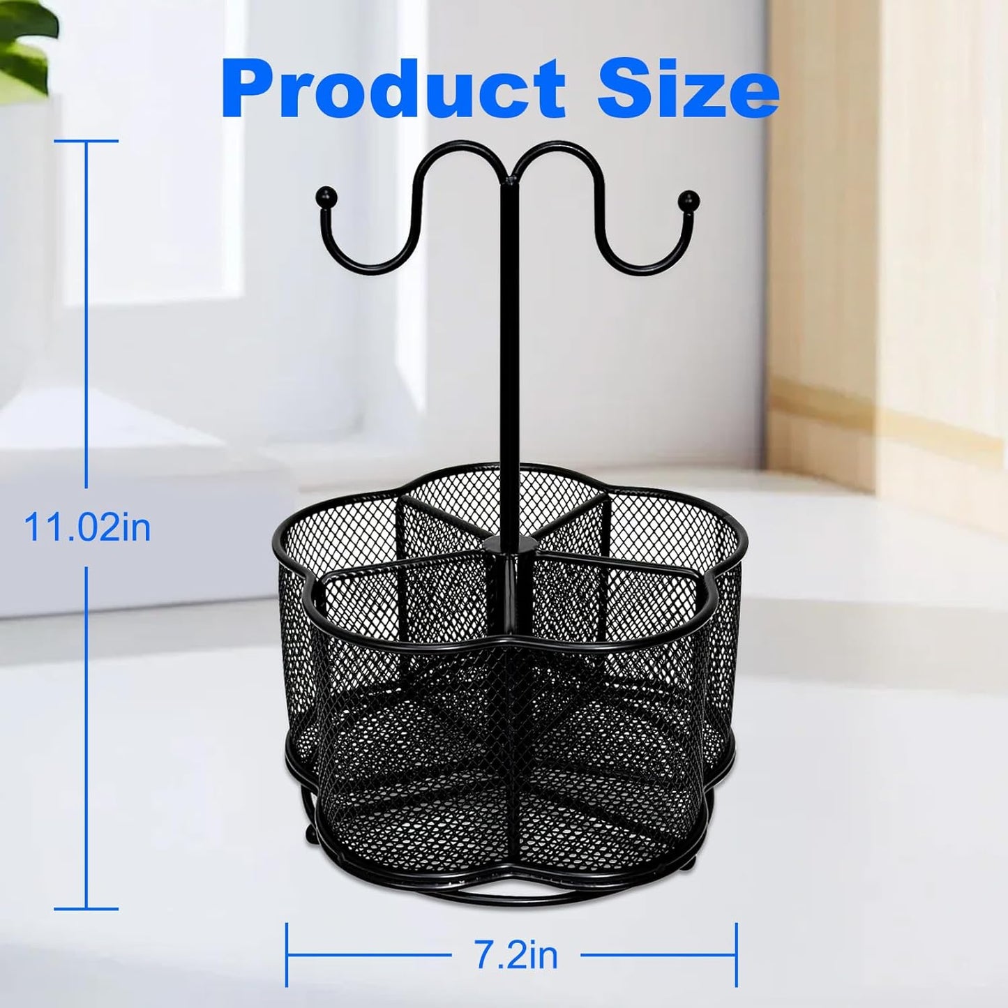 360 Degree Rotate Pen Holder for Desk Mesh Desk Pen Organizer Pencil Holder Large Capacity Accessories & Workspace Organizers for School,Home (Black, No hook)