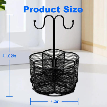 360 Degree Rotate Pen Holder for Desk Mesh Desk Pen Organizer Pencil Holder Large Capacity Accessories & Workspace Organizers for School,Home (Black, No hook)