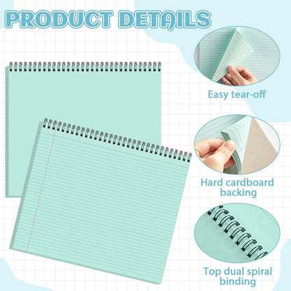 gisgfim 6 Packs 9.5" x 11" Landscape Note Pads College Ruled Notebooks Perforated Notepads 40 Sheets Punched Top Spiral Bound Notebooks 80GSM Lined Notepads for School,Office,Home (Neutral Color)