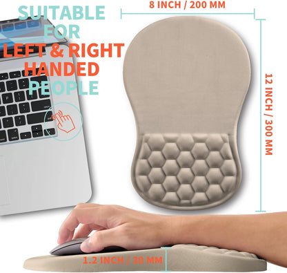 Ergonomic Mouse Pad Wrist Support with Memory Foam Massage Bulge, Carpal Tunnel Pain Relief Mousepad Wrist Rest for Mouse(12x8 inch, Silver Gray Light Purple)
