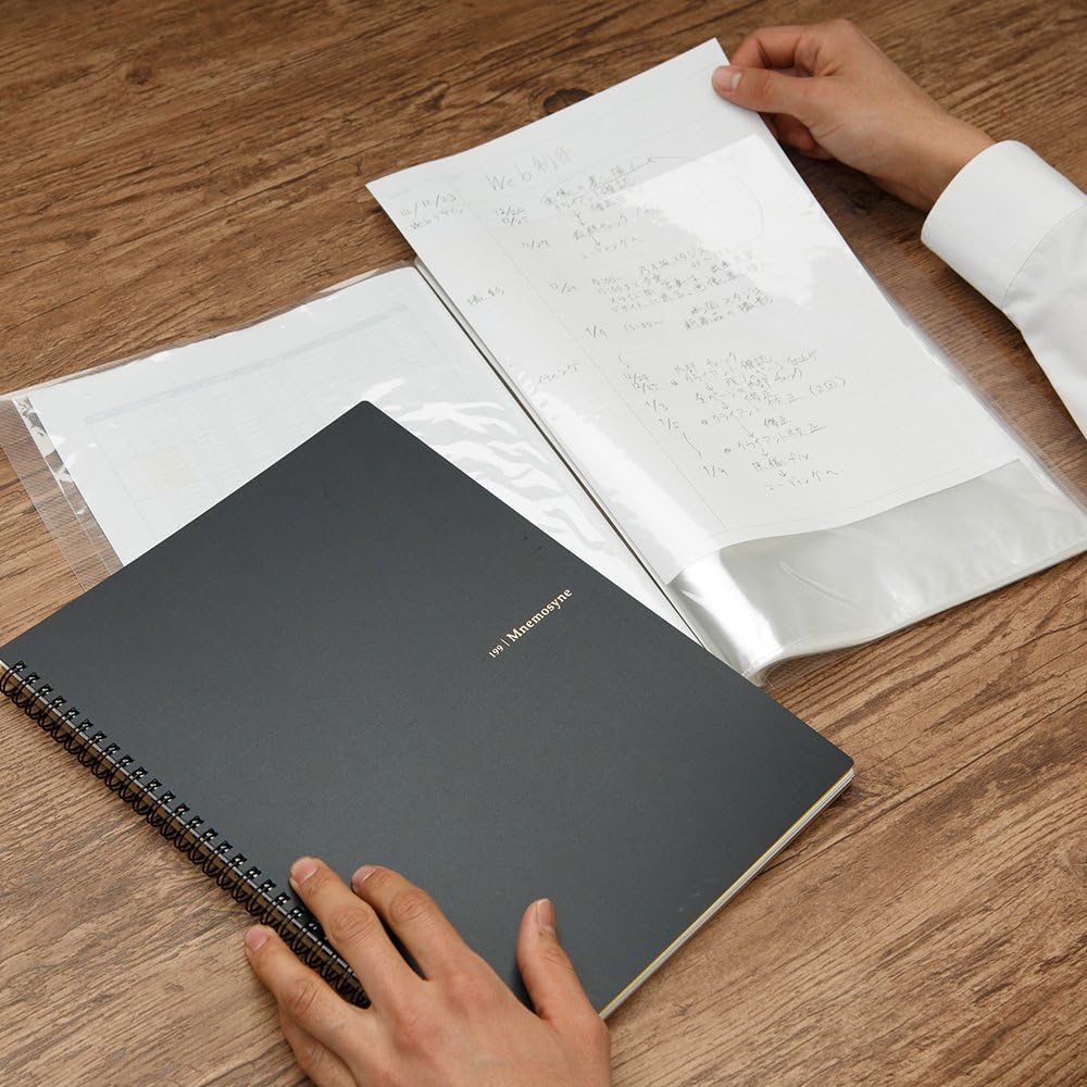 Maruman Mnemosyne Dot Grid Notebook- A5, 8.27" x 6.34", 80 Sheets / 160 Pages, 5mm Dotted Journal, Perforated Pages & Wire-Bound to Lay Flat, Black, Made in Japan
