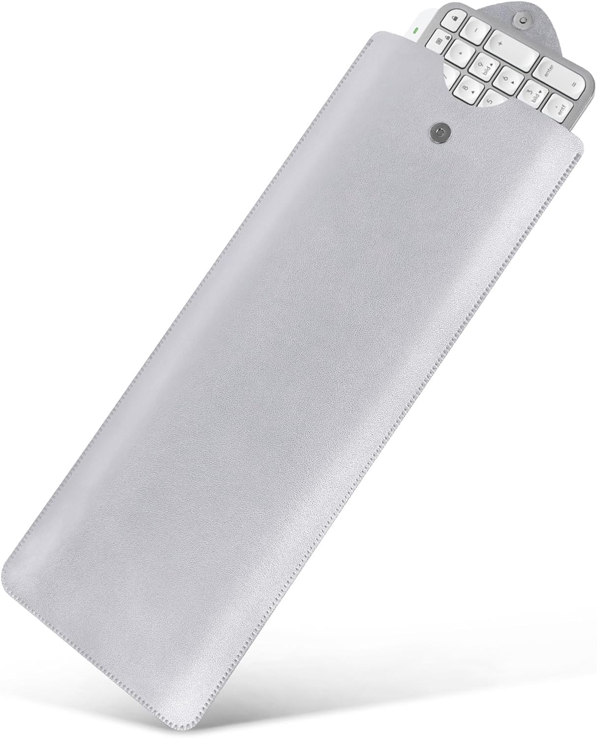 Geekria Slim Keyboard Sleeve Case, Vegan Leather Travel Portable Bag, Compatible with Apple Magic Keyboard with Numeric Keypad, Logitech MX Keys S/MX Keys / MK955(Light Gray)