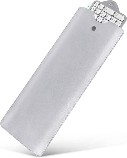 Geekria Slim Keyboard Sleeve Case, Vegan Leather Travel Portable Bag, Compatible with Apple Magic Keyboard with Numeric Keypad, Logitech MX Keys S/MX Keys / MK955(Light Gray)