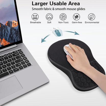 Mouse Wrist Rest, Canjoy 2 Pack Memory Foam Soft Fabric Mouse Wrist Rest Pad Support Cushion with Anti-Skid Rubber Base,Ergonomic Pain Relief Mouse Hand Rest (Black)