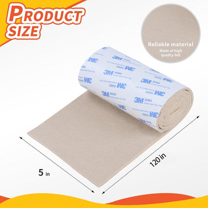 Felt Furniture Pads, Non Slip Self Adhesive Cuttable Felt Tape Black Heavy Duty Felts Strip Roll for Protecting Hardwood Floors Chair Wall Protector (40 x 5 x 0.12 Inch)