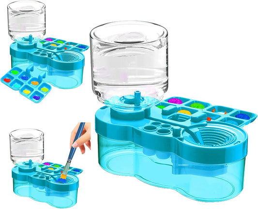 Paint Brush Cleaner, Upgraded Water Cycle Watercolor Rinser Dispenser with Holder and Palette, Washing My Brushes, Cleaning System for Acrylic,Watercolor,Painting Art Supplies for Adults Students
