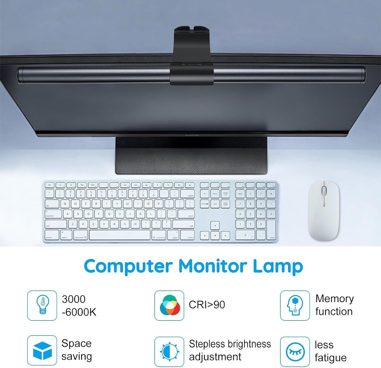 OOWOLF Monitor Light Bar with Remote, Ra95 Computer Monitor Lamp for Eye Caring, USB Reading Lamp Task Lamp, Dimmable Light Bar with Backlight, No Glare Space Saving Home Office 16.14" 1-Pack