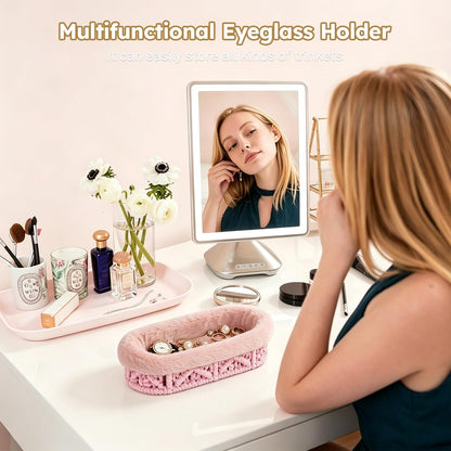 Glasses Holder,Anti-scratch Plush Lined Eyeglass Holder Stand for Nightstand Desk Storage Organizer
