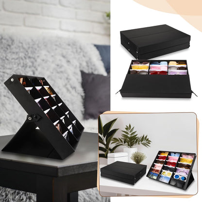 Soaoo 3 Pcs 18 Slot Sunglasses Organizer Storage Holder Eyeglasses Display Case Tray with Stand Fabric Lined Jewelry Storage Box