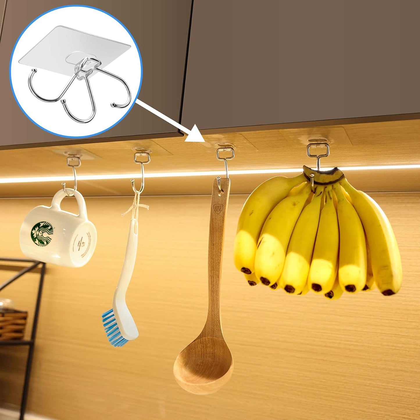 Antimbee 10-Pack All-Purpose Large Adhesive Hooks for Hanging, Banana Hook, Heavy Duty Adhesive Hooks 37 lb(Max), Sticky Wall Hook fit Home, Bathroom, Kitchen, Office and Outdoor