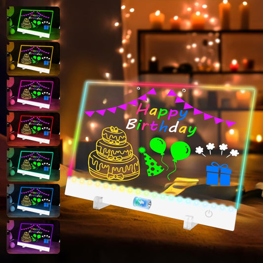 Rechargeable Led Drawing Board for Kids - 13.8"X10" Light Up Drawing Pad with 8 Colors, Sergamy Glow Dry Erase Board with 7 Markers & Stand kit, Doodle Gift Toy for Girls/Teens Tracing