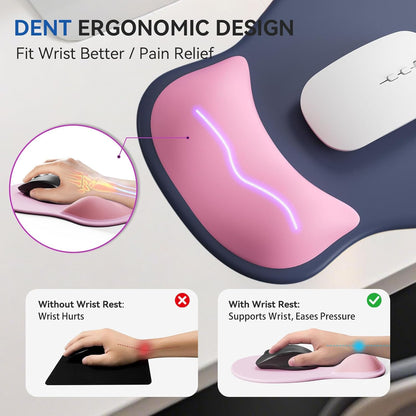 Ergonomic Mouse Pad with Wrist Rest,Cute Gel Mousepad Wrist Support - Small Mini Portable for Travel Mouse Pads for Desk Laptop,Computer,Office & Home Decor (Pink&Light Pink)