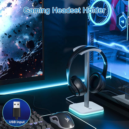 Headphone Stand for Desk - Headset Stand with Aluminum Hanger and Plastic Headrest, Headphone Holder for AirPods Max, Sony, Bose, Beats and More (Black)