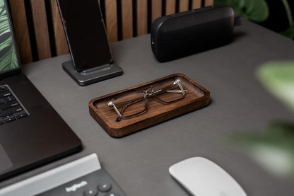 MUUJEE Wooden Desk Pen Pencil Organizer - 7.5 x 3.75 for Work Teacher Dad Wood Pencils Tray Work Minimalist Rustic, Gift for The Man who has it All